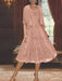 Princess A-Line Tea-Length Mother of the Bride Dress with Scoop Neck Half Sleeves Appliques and Jacket