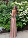 Dusty Rose V-neck Beaded Satin A Line Prom Dress