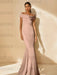 Minimalist Off-the-Shoulder Mother of the Bride Dresses in Trumpet/Mermaid Style with Detachable Flower