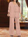 Plus Size 3-Piece Mother of the Bride Chiffon Pantsuit with V-Neck Floor-Length Jacket & Sequins