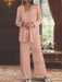 Sequined Chiffon Pantsuits for the Mother of the Bride with Jacket