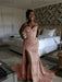 Dusty Rose Sparkly Strapless Mermaid Sequined Prom Dress with Slit