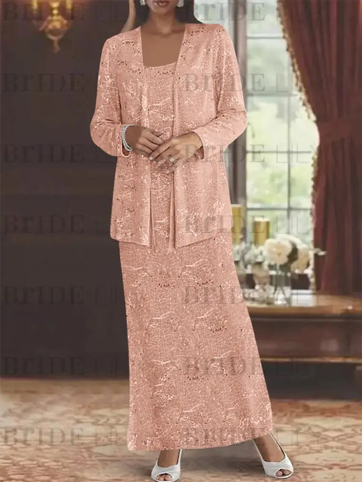 Ankle-length Chiffon Mother of the Bride Dress with Sequins and Jacket
