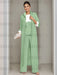Ankle-Length Mother of the Bride Pantsuits in 3 Pieces Featuring Square Neck Jacket & Lace Appliques