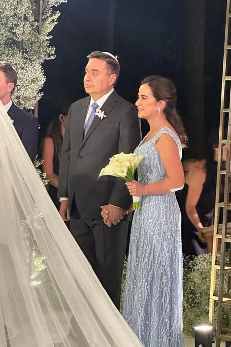 Off-the-Shoulder Sheath Mother of the Bride Dress with Beadings Long Wedding Guest Dress