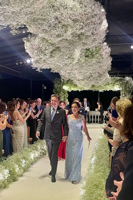 Off-the-Shoulder Sheath Mother of the Bride Dress with Beadings Long Wedding Guest Dress