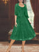 Princess A-Line Tea-Length Mother of the Bride Dress with Scoop Neck Half Sleeves Appliques and Jacket