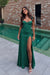 Emerald Sweetheart Satin Prom Dress Mermaid with Front Split