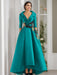 V-Neck A-Line Princess Floor-Length Mother of the Bride Dress with 3/4 Sleeves Appliques and Beading