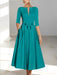 Ankle-Length Mother of the Bride A-Line Dress with Half Sleeves and Pockets