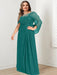 Plus Size Floor-Length Mother of the Bride A-Line Dress with Scoop Neckline Pleats and Sequins