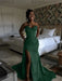 Emerald Green Sparkly Strapless Mermaid Sequined Prom Dress with Slit