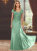 Sweetheart Short-Sleeve Floor-Length Sheath Mother of the Bride Dress with Lace Appliques & Sequins