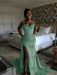 Eucalyptus Sparkly Strapless Mermaid Sequined Prom Dress with Slit