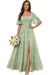 Square Neck Ruffle Sleeve Chiffon Bridesmaid Dress with Slit