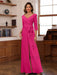 V-Neck Chiffon Jumpsuit with Ruched Detail and 3/4 Sleeves for the Mother