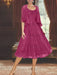 Princess A-Line Tea-Length Mother of the Bride Dress with Scoop Neck Half Sleeves Appliques and Jacket