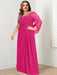 Plus Size Floor-Length Mother of the Bride A-Line Dress with Scoop Neckline Pleats and Sequins