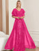 Plus Size Mother of the Bride A-Line Floor-Length Dress with V-Neck and Half Sleeves
