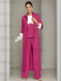 Ankle-Length Mother of the Bride Pantsuits in 3 Pieces Featuring Square Neck Jacket & Lace Appliques