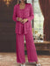 Sequined Chiffon Pantsuits for the Mother of the Bride with Jacket
