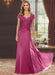 Sweetheart Short-Sleeve Floor-Length Sheath Mother of the Bride Dress with Lace Appliques & Sequins