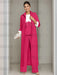 Ankle-Length Mother of the Bride Pantsuits in 3 Pieces Featuring Square Neck Jacket & Lace Appliques