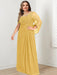 Plus Size Floor-Length Mother of the Bride A-Line Dress with Scoop Neckline Pleats and Sequins
