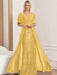 Plus Size Mother of the Bride A-Line Floor-Length Dress with V-Neck and Half Sleeves