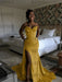Gold Sparkly Strapless Mermaid Sequined Prom Dress with Slit