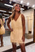 Gold V-Neck Backless Tight Short Homecoming Dress with Fringes