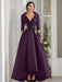 V-Neck A-Line Princess Floor-Length Mother of the Bride Dress with 3/4 Sleeves Appliques and Beading