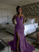 Grape Sparkly Strapless Mermaid Sequined Prom Dress with Slit