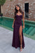 Grape Sweetheart Satin Prom Dress Mermaid with Front Split