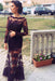 Grape Trumpet/Mermaid Bateau Long Sleeves Applique Lace Dresses - Prom Dresses