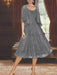 Princess A-Line Tea-Length Mother of the Bride Dress with Scoop Neck Half Sleeves Appliques and Jacket