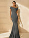 Minimalist Off-the-Shoulder Mother of the Bride Dresses in Trumpet/Mermaid Style with Detachable Flower