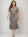 Plus Size Tea-Length Mother of the Bride Dresses with Appliques Trumpet/Mermaid Scoop Half Sleeves