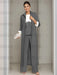 Ankle-Length Mother of the Bride Pantsuits in 3 Pieces Featuring Square Neck Jacket & Lace Appliques