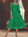 Princess A-Line Tea-Length Mother of the Bride Dress with Scoop Neck Half Sleeves Appliques and Jacket