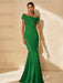 Minimalist Off-the-Shoulder Mother of the Bride Dresses in Trumpet/Mermaid Style with Detachable Flower