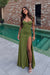 Green Sweetheart Satin Prom Dress Mermaid with Front Split