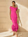 Unique Off-the-Shoulder Tea-Length Mother of the Bride Dress with Short Sleeves and Feathers