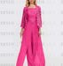 Floor-Length Square Neck Chiffon Mother of the Bride Pantsuit with Jacket & Side Split
