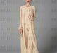 Long-Sleeve Chiffon Mother of the Bride Pantsuit with Jacket and Sequins