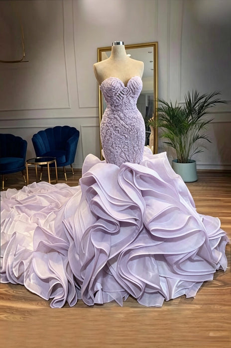 Elegant Sweetheart Lace Up Crystal Mermaid Wedding Dresses