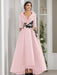 V-Neck A-Line Princess Floor-Length Mother of the Bride Dress with 3/4 Sleeves Appliques and Beading