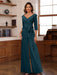 V-Neck Chiffon Jumpsuit with Ruched Detail and 3/4 Sleeves for the Mother