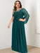Plus Size Floor-Length Mother of the Bride A-Line Dress with Scoop Neckline Pleats and Sequins