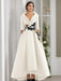 V-Neck A-Line Princess Floor-Length Mother of the Bride Dress with 3/4 Sleeves Appliques and Beading